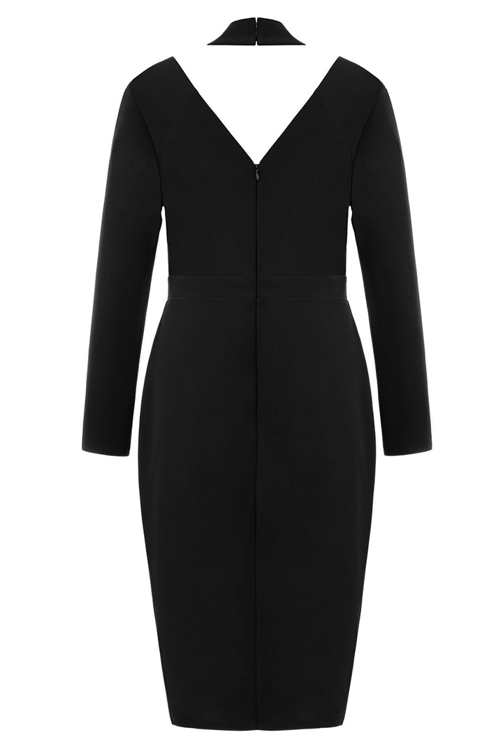 Plus Size Embellished Cut Out Black Midi Dress - Curvy Chic Boutique