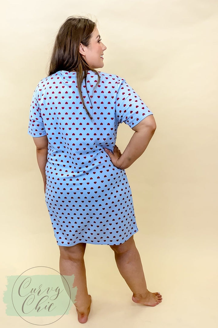 Plus size Heart print nightie - Curvy Chic Boutique