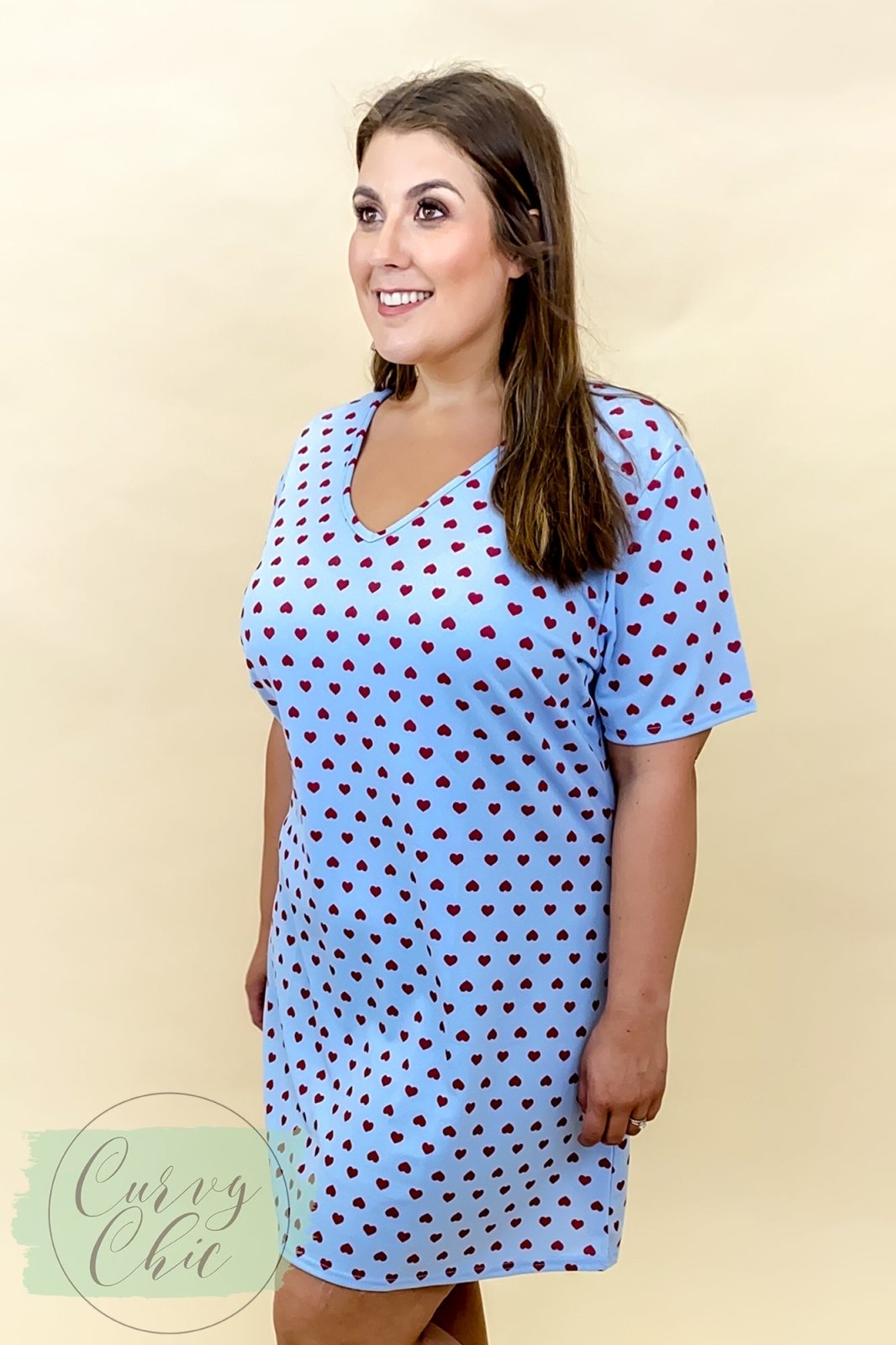 Plus size Heart print nightie - Curvy Chic Boutique