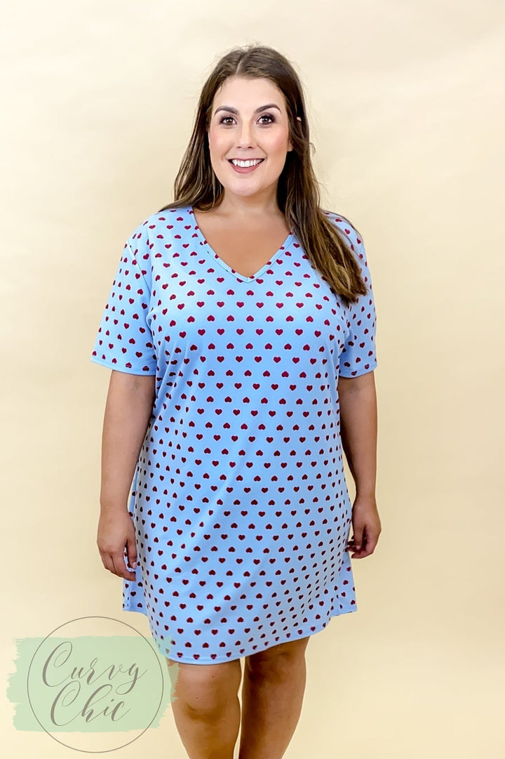 Plus size Heart print nightie - Curvy Chic Boutique