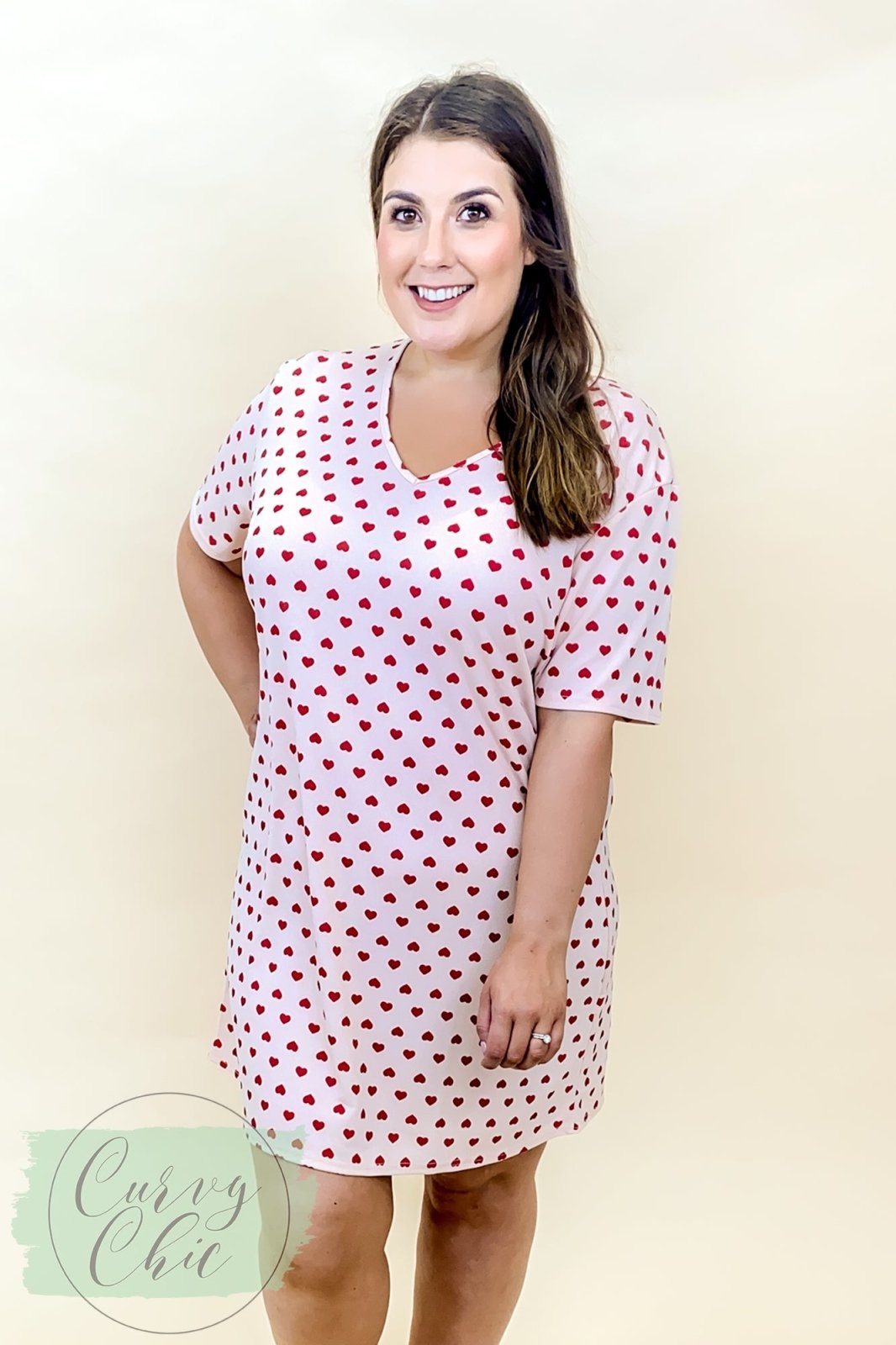 Plus size Heart print nightie - Curvy Chic Boutique