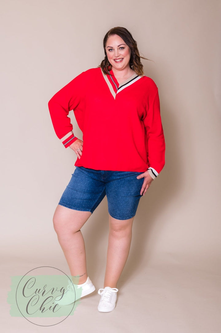Plus Size Polka Dot Denim Shorts - Curvy Chic Boutique
