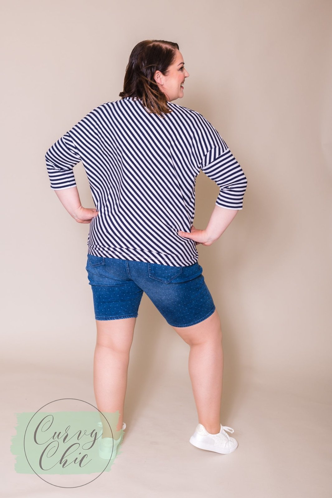 Plus Size Polka Dot Denim Shorts - Curvy Chic Boutique