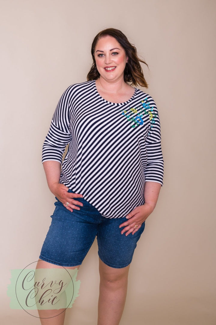 Plus Size Polka Dot Denim Shorts - Curvy Chic Boutique