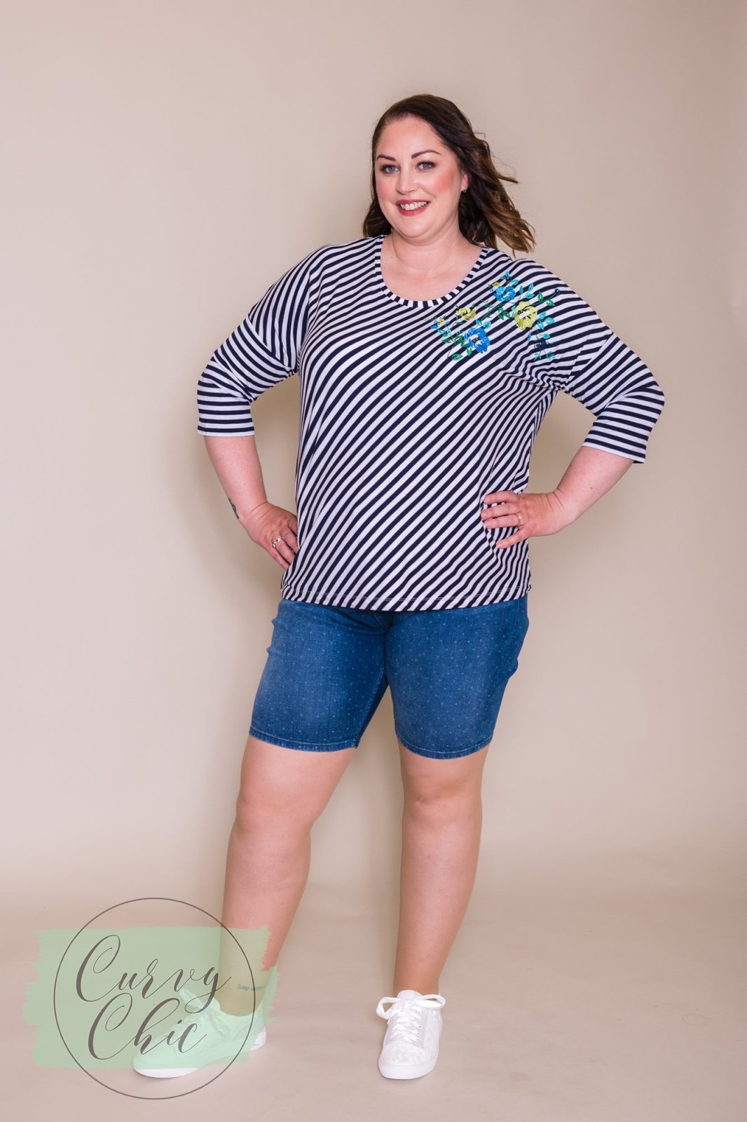 Plus Size Polka Dot Denim Shorts - Curvy Chic Boutique