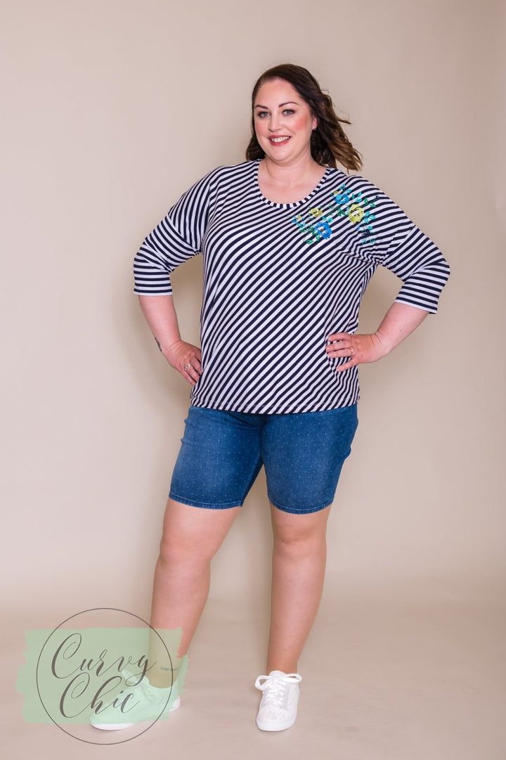 Plus Size Polka Dot Denim Shorts - Curvy Chic Boutique