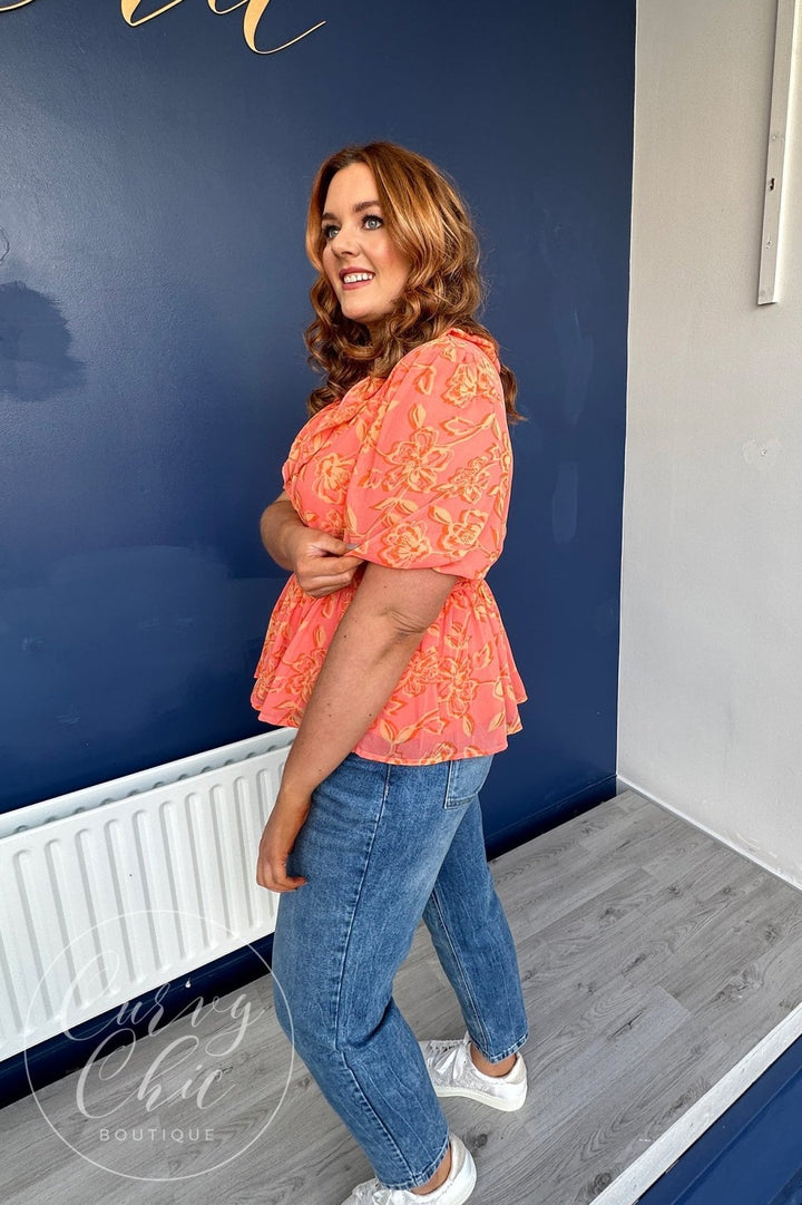 Recycled Floral Print Blouse With Ruffle Detail | Anaya With Love - Curvy Chic Boutique