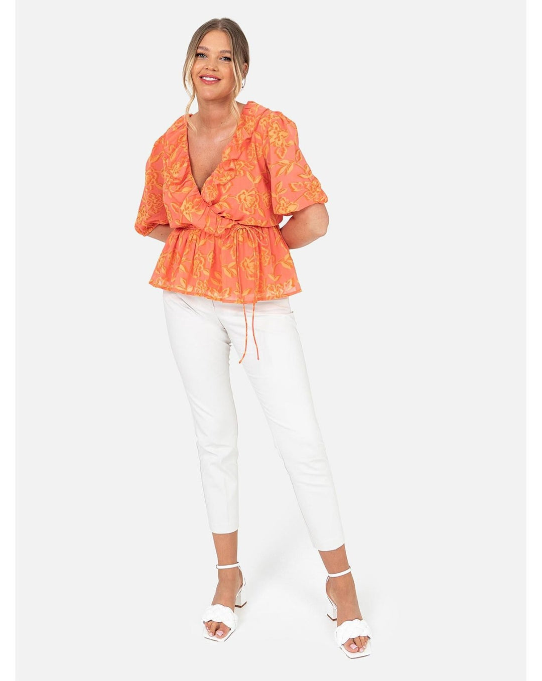 Recycled Floral Print Blouse With Ruffle Detail | Anaya With Love - Curvy Chic Boutique