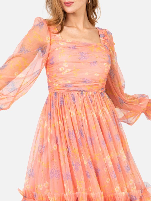 Recycled floral square neck midi dress with ruffle detail | Anaya with Love - Curvy Chic Boutique