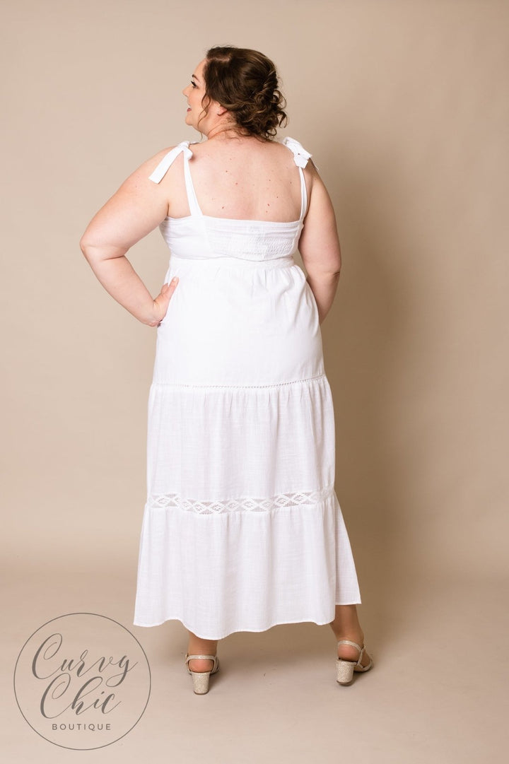 White Cotton Plus Size Dress - Curvy Chic Boutique